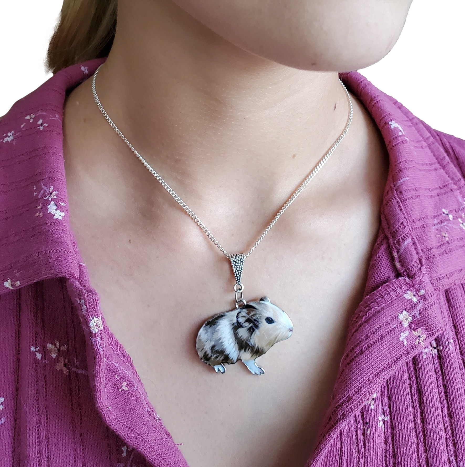 Guinea Pig and Carrot Charm Pendant Necklace Silver All Proceeds to GP Rescue 