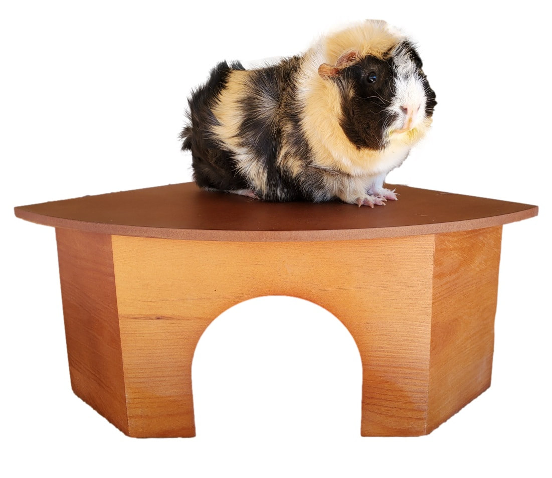 Piggies Choice The Space House All Natural Large Wooden Corner Hideout Guinea Pig and Bunny Hut
